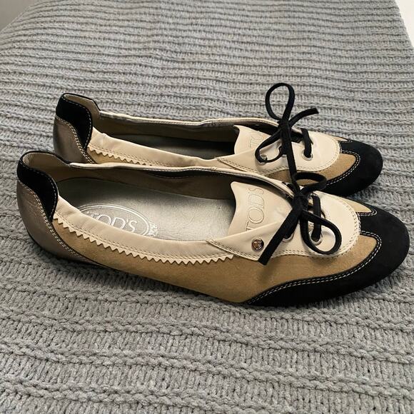 Tod's Suede Leather Ballet Flats Size  EU 40 US 10 Clean Girl Career Minimalist - Picture 2 of 10
